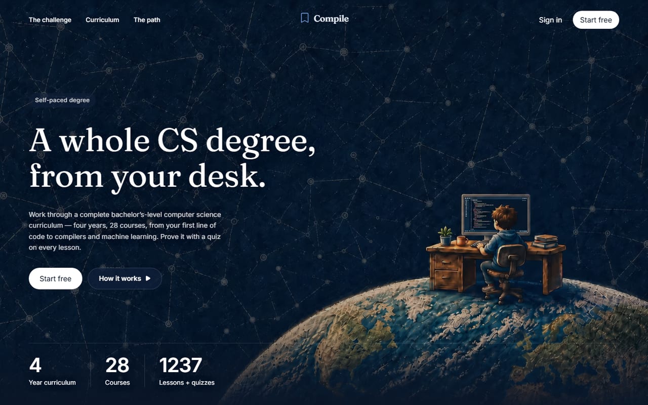 Compile — self-paced CS degree platform